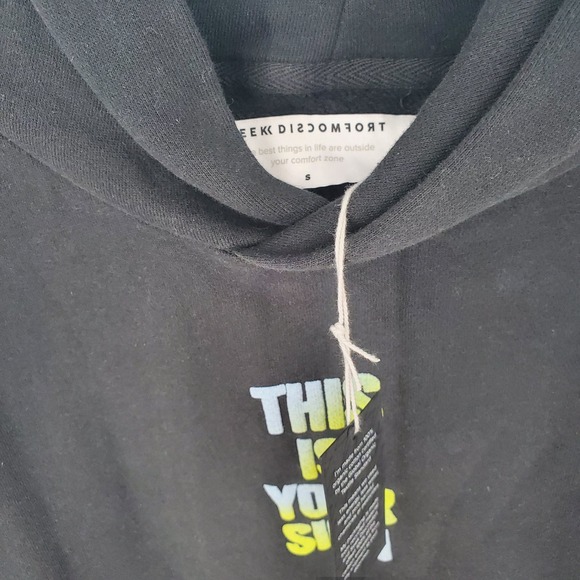 Seek Discomfort Hoodie Unisex Black  Graphic Size Small NWT Men Womens - Picture 4 of 5